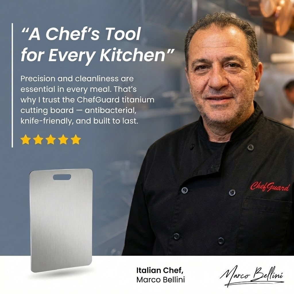 Zero Microplastics. Pure German Titanium. Total Kitchen Protection by ChefGuard™